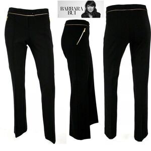 Barbara BUI black knit gold waist trim zippered slim fit pants Sz 36